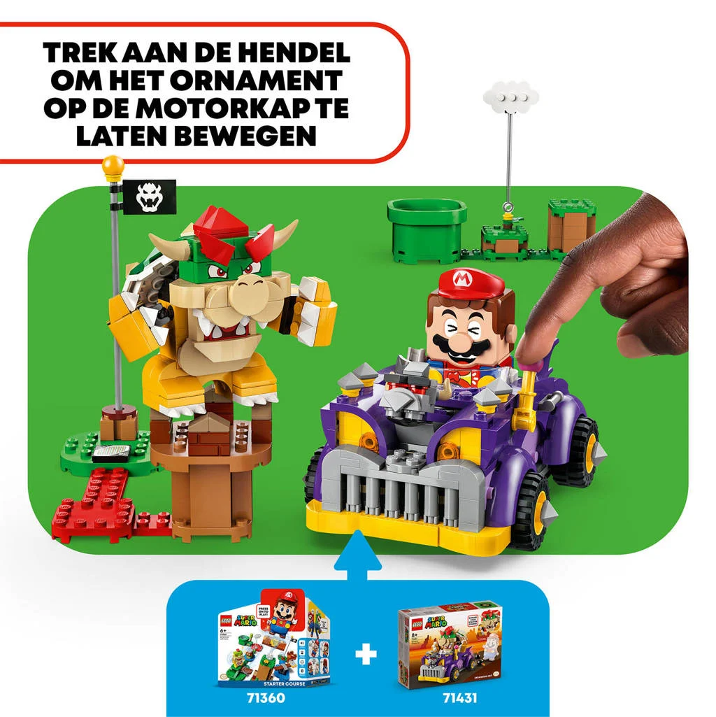 Bowsah!Uitbreidingsset: Bowsers bolide Speelgoed Auto met Poppetje 71431