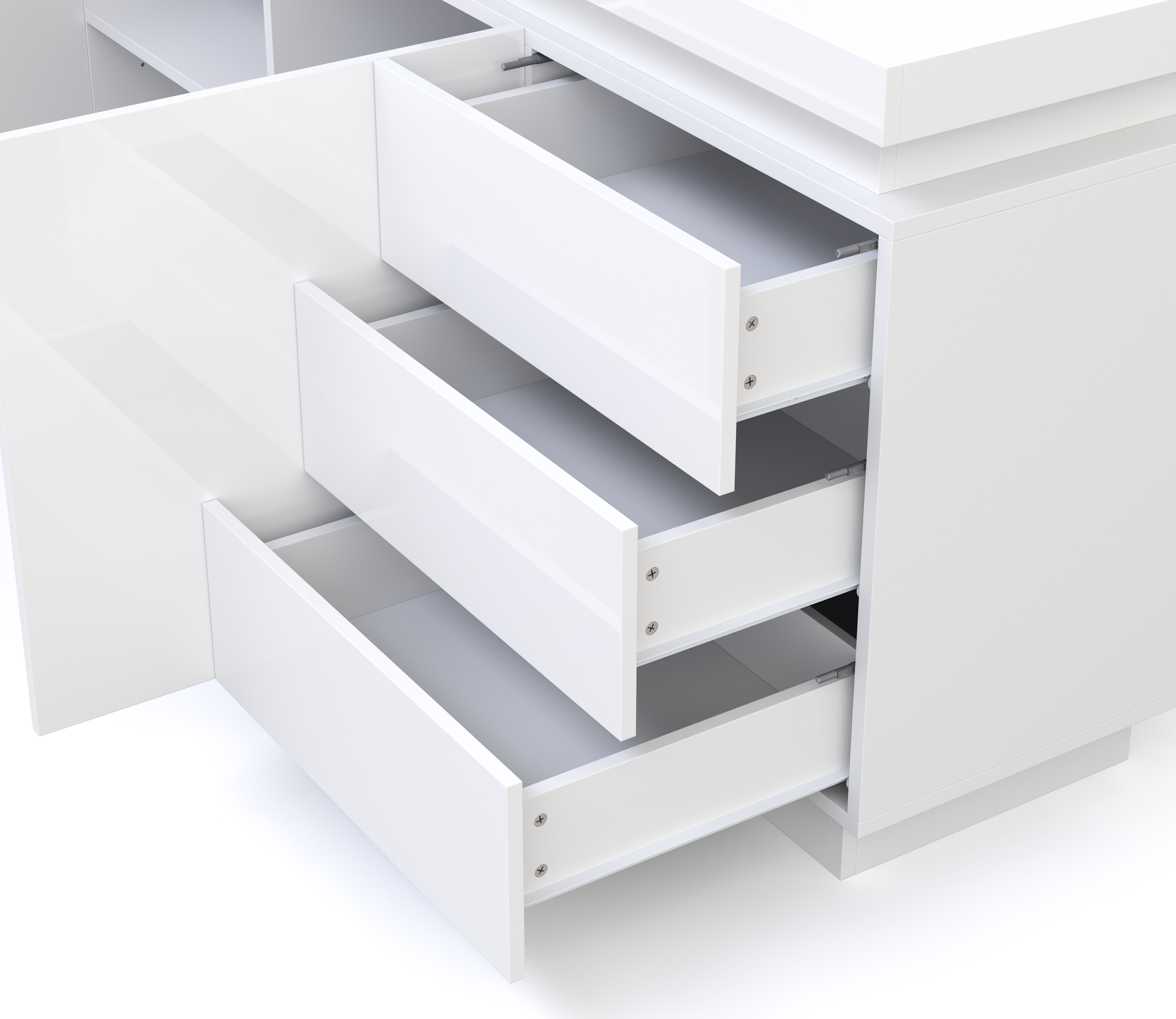 Sideboard LED ELVIO 150 x 75 cm weiss