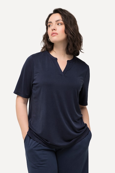 T-Shirt, Tunika-Ausschnitt, Halbarm, Modalmix