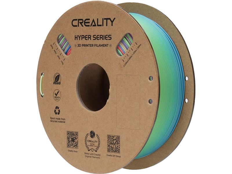 Creality Filament PLA Hyper, Regenbogen, 1.75 mm, 1 kg Hochwertiges 1.75 mm PLA Hyper Filament für 3D Drucker