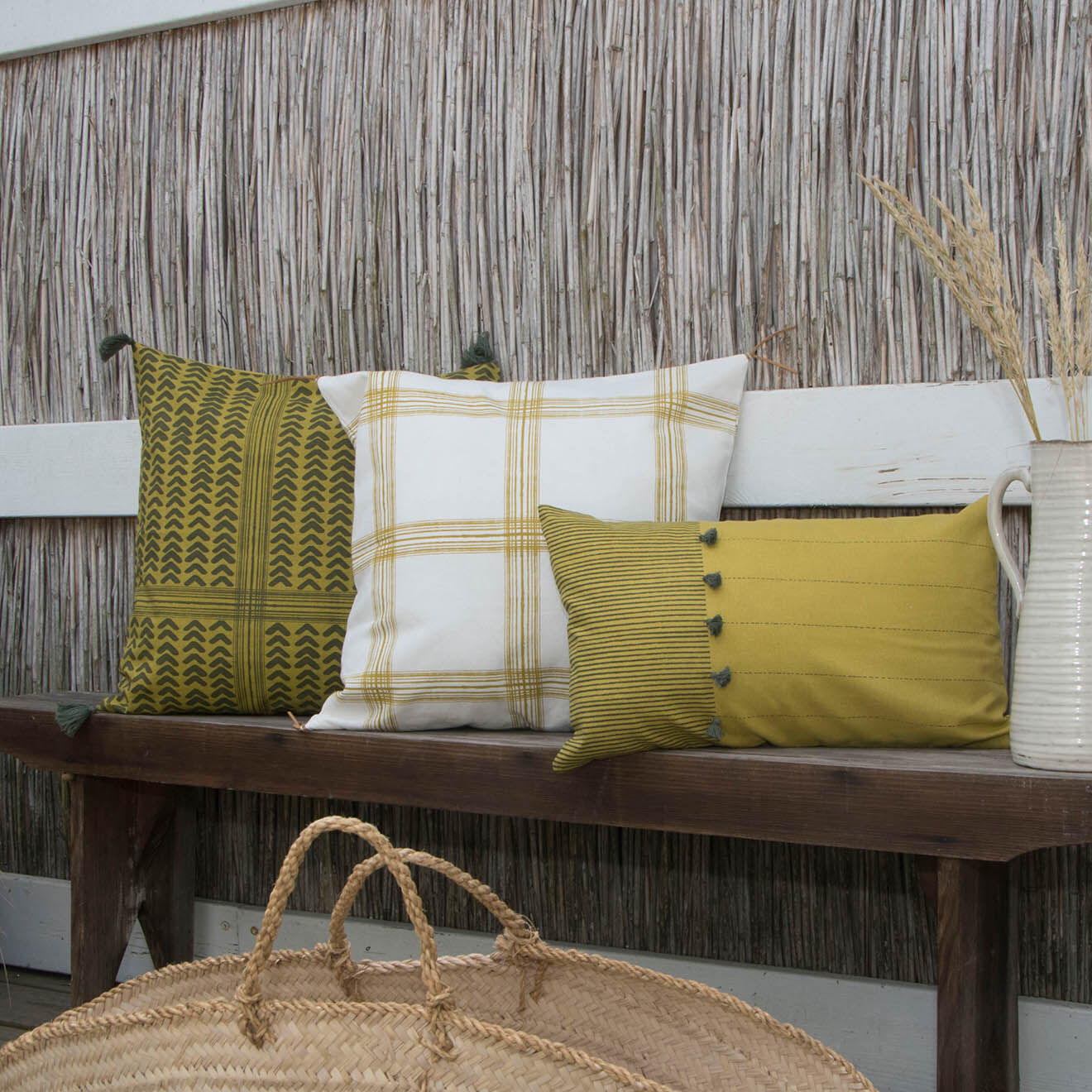 Febronie Housse de coussin Madras jaune - 50x50 cm