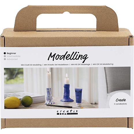 Mini DIY kit modellering lysestage - blå