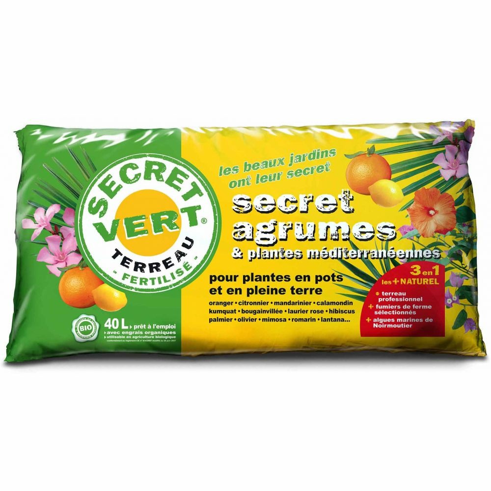 Terreau bio pour agrumes et plantes méditerranéennes 40 l 40 litres
