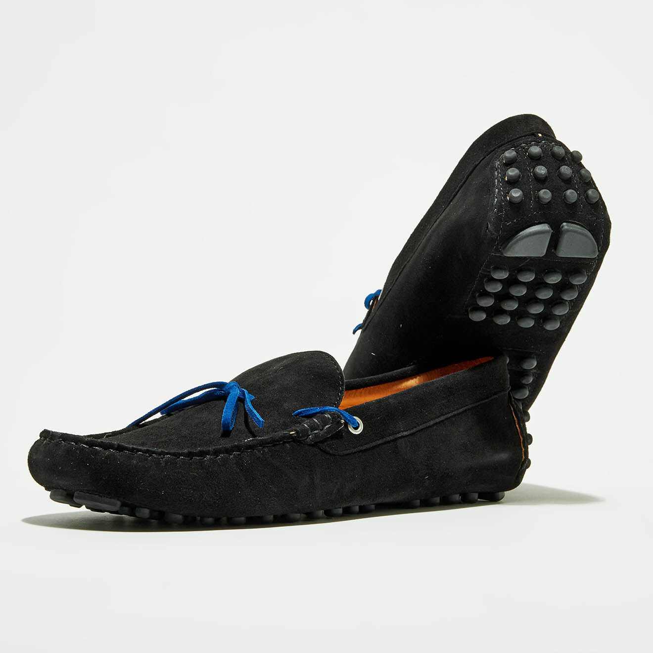Flavio Création Mocassins en Velours de Cuir Miguel noir/bleu