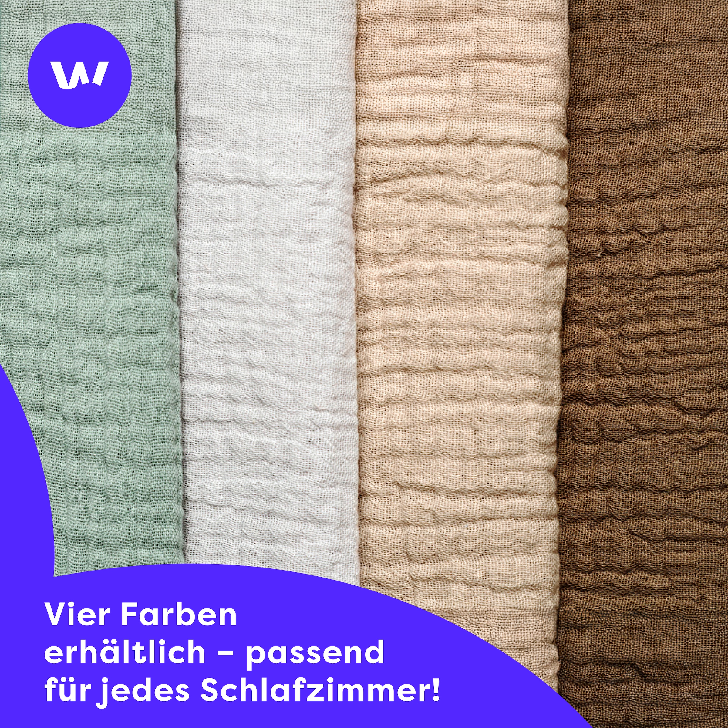 Wolkenfeld Bettwäsche »Wolkenfeld Premium Musselin mit Reissverschluss« 2 tlg. aus 100% Baumwolle – Atmungsaktiv & Weich – inkl. Kissenbezug 80x80