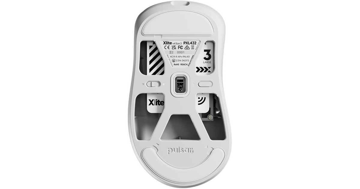 PulsarXlite v4 Large Gaming Mouse  (Wit, 32000 DPI)