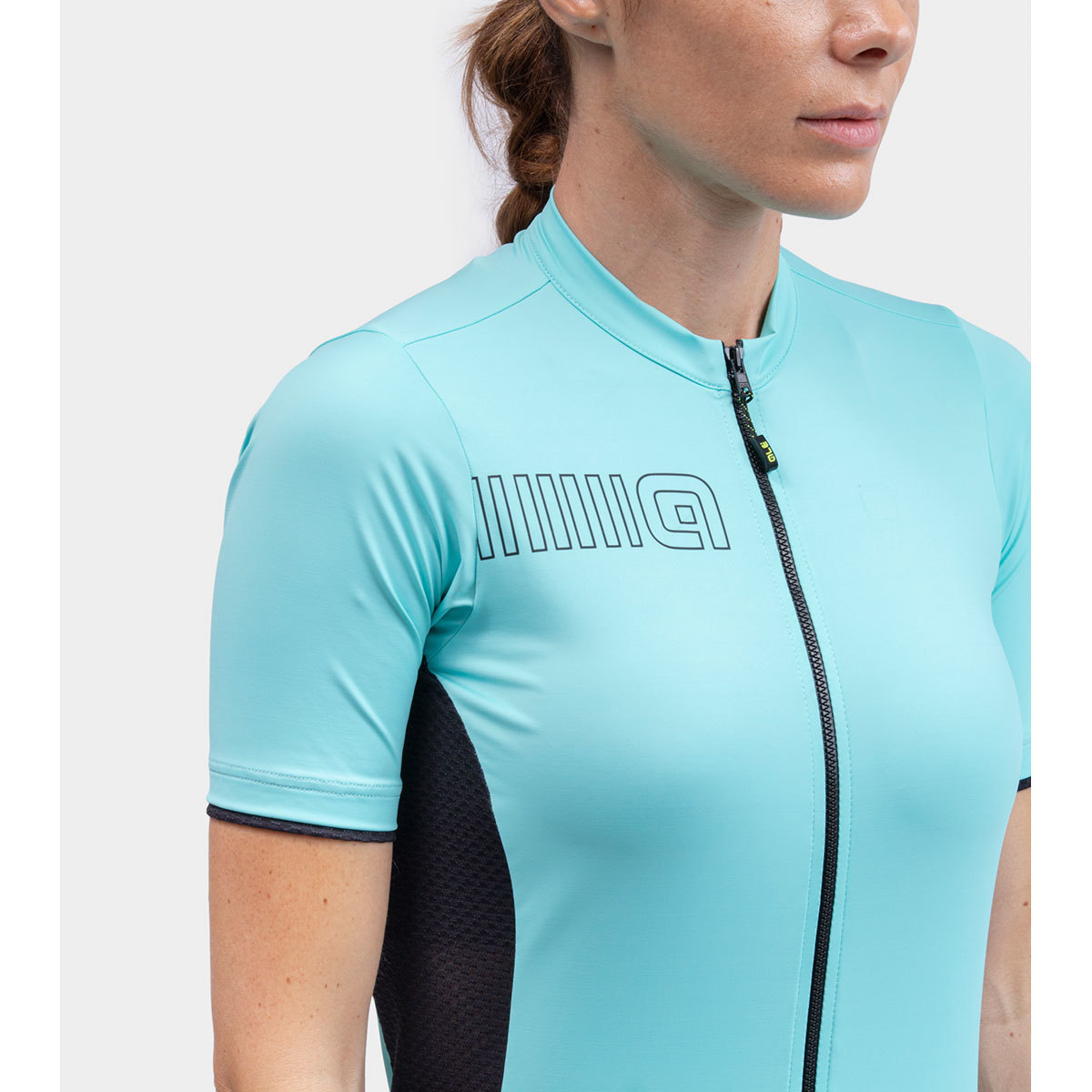 Ale Solid Color Block Fietsshirt Korte Mouwen Aquablauw Dames