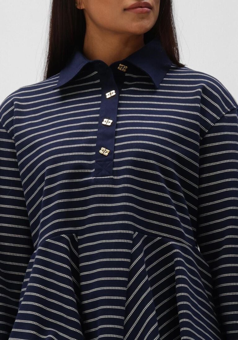 donkerblauwe ganni truien/vesten single pique peplum polo