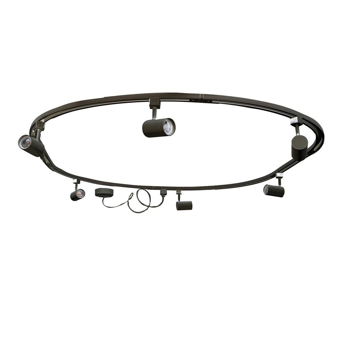 Modern railsysteem met 6 spots zwart 1-fase ovaal 100cm - Iconic Jeana