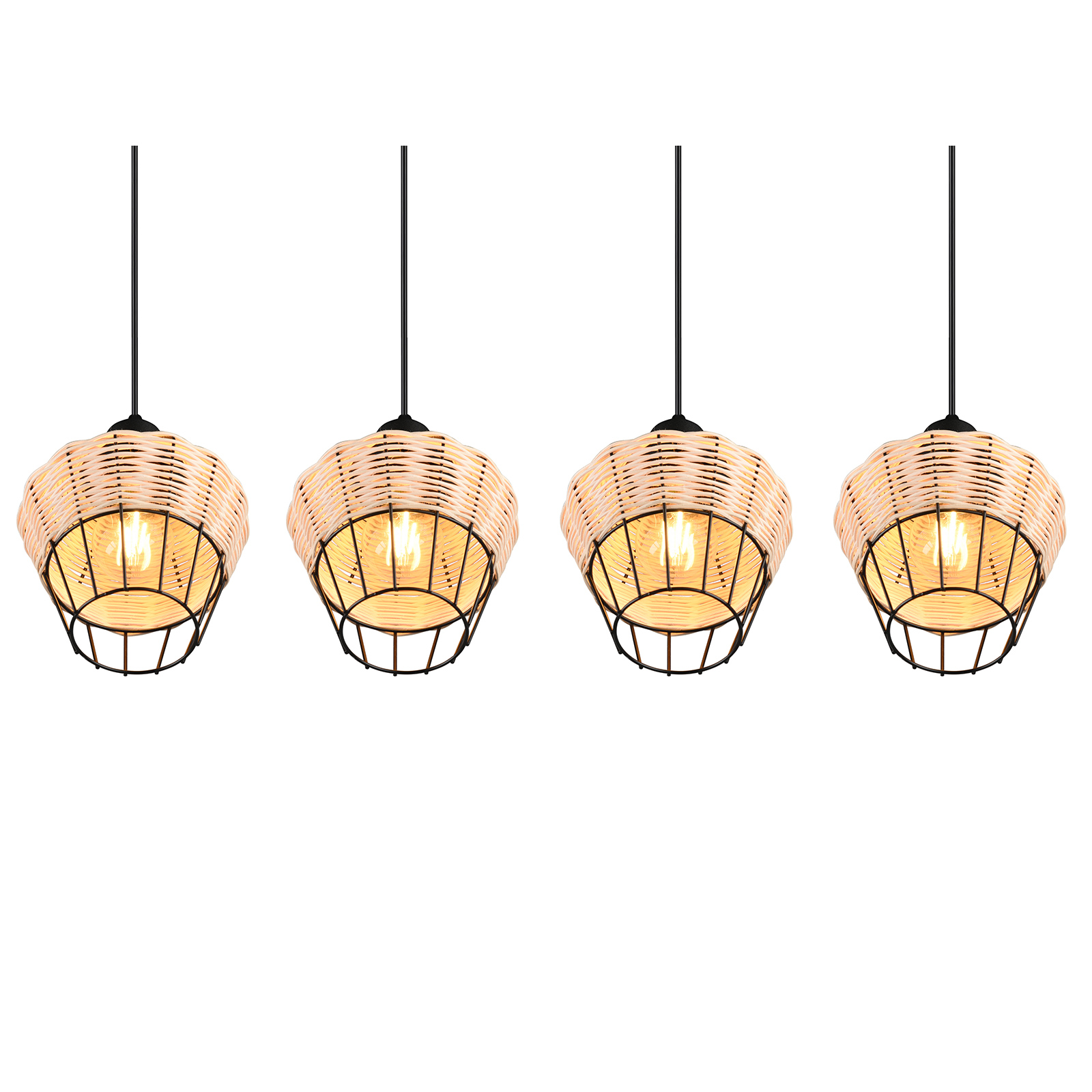 Pendelleuchte - natur-schwarz - Rattan