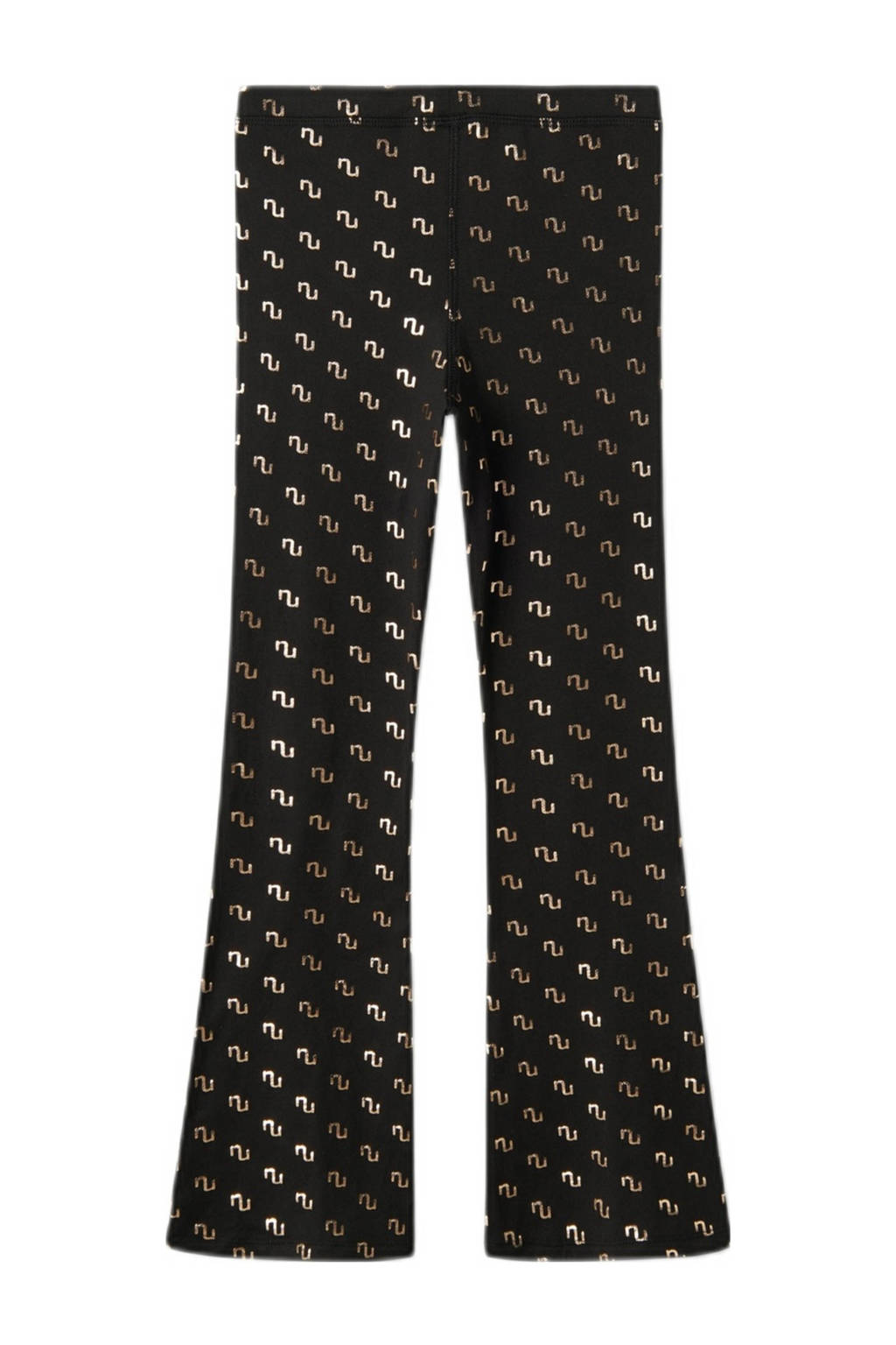 NAME IT flared broek NKFNIKANEL met all over print zwart/goud