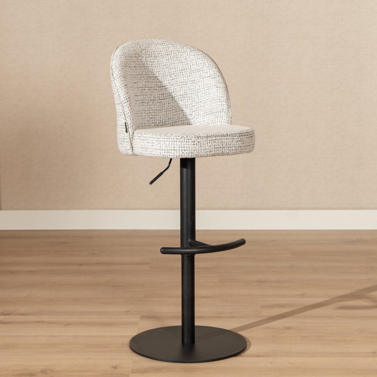 Bronx71 Barkruk Odin gemÃªleerde stof off white|zwart 63-83 cm