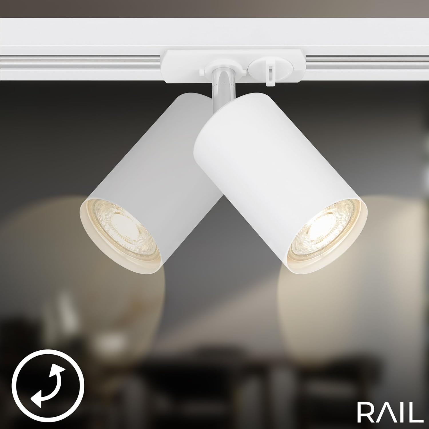 BRILONER - Schienensystem Rail Komplettset, 6x GU10 Spots schwenkbar, 2x GU10 Pendel, Cap-Form/Stairs-Form, Lichtschienensystem Decke, Strahler Schiene, Deckenlampe, Spotlight, 5,25m, Weiß