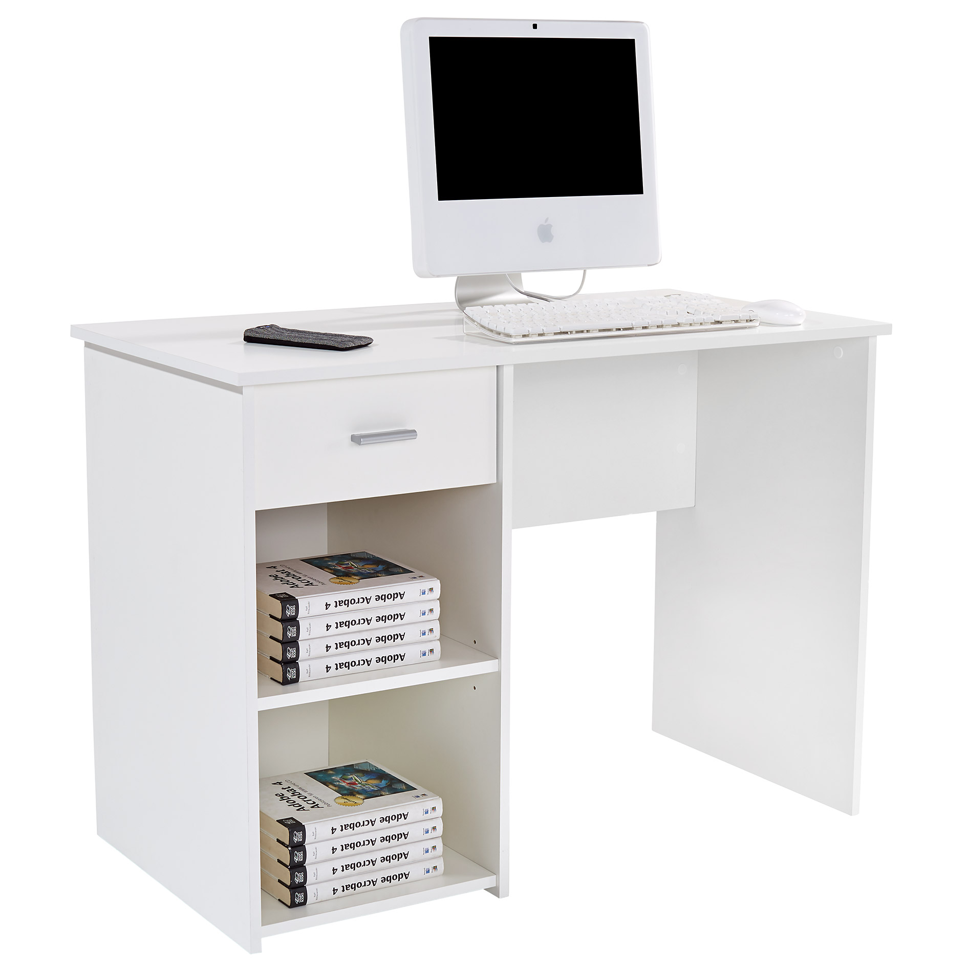 Schreibtisch - weiß - mit Schubkasten - 110 cm