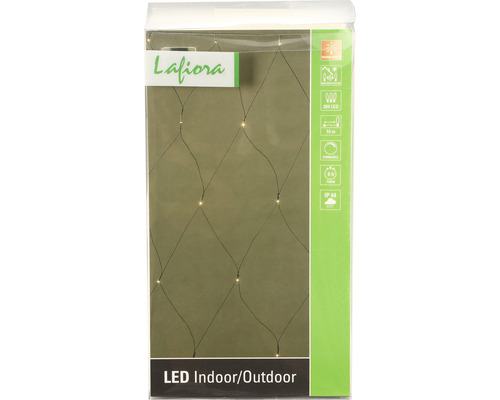 Lafiora lichtnet 3 x 3 m + 10 m aansluitdraad, 204 LED's, warm wit licht, zwarte kabel, incl. timer en dimmer