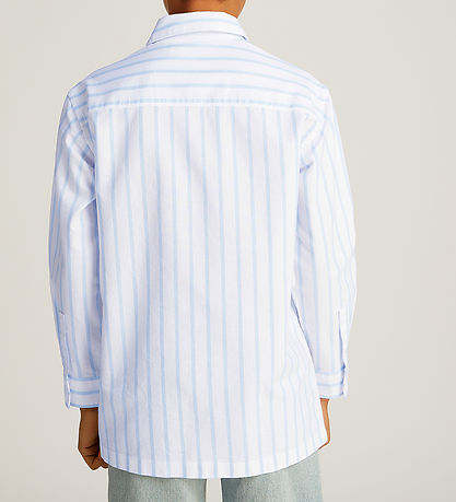 Calvin Klein Hemd - Striped Oxford - White/Blue Stripe