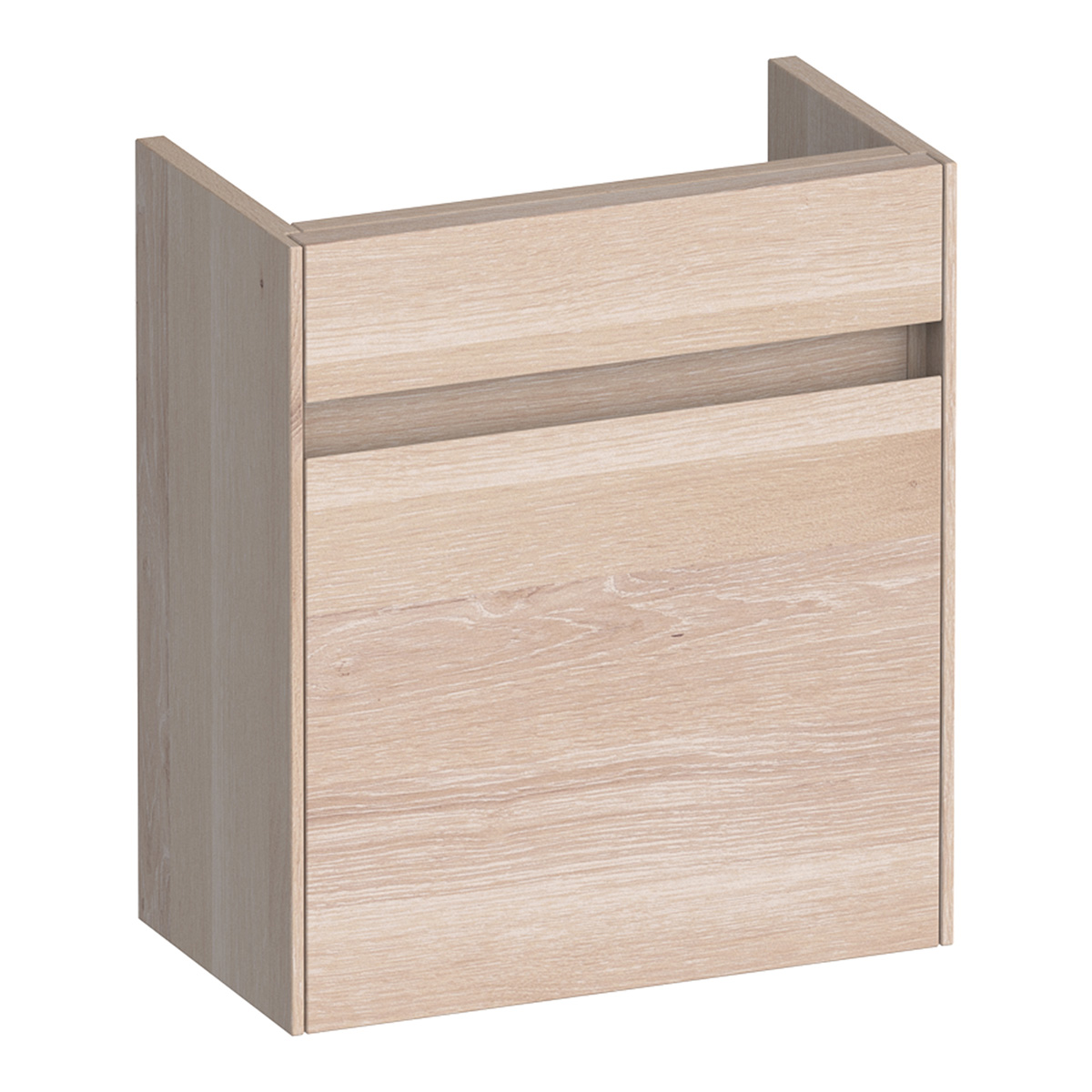 Brauer Inspire fonteinkast 40cm met 1 deur linksdraaiend lamellen eiken wit