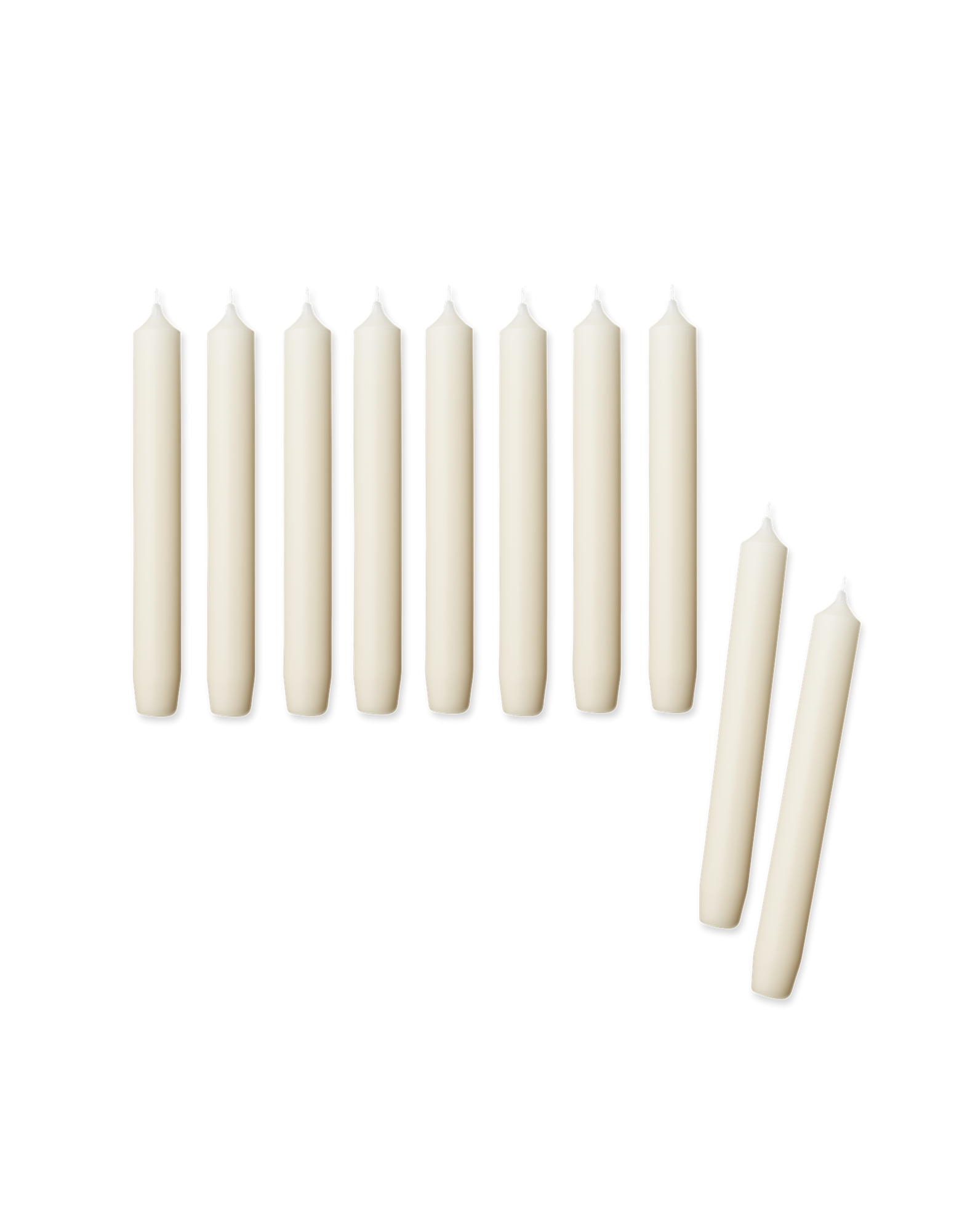 Stagelys 19 cm 10 stk | Paraffin. Ø2,2 x 19 cm. 10 stk. | Off White
