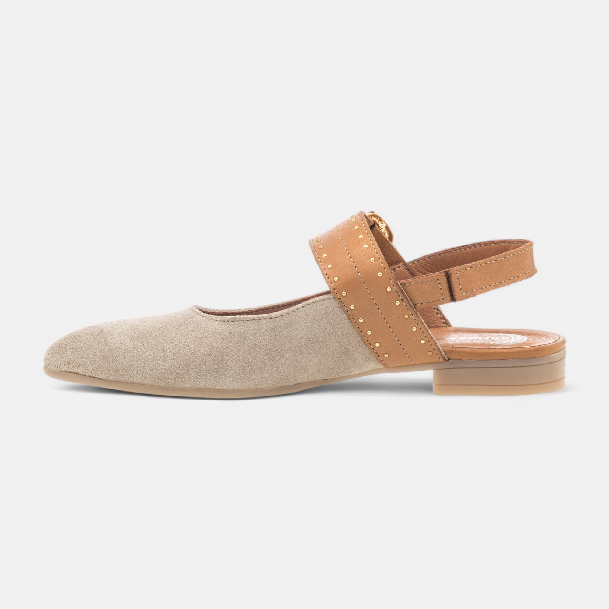 Escarpins avec bride arrière Femme en cuir beige