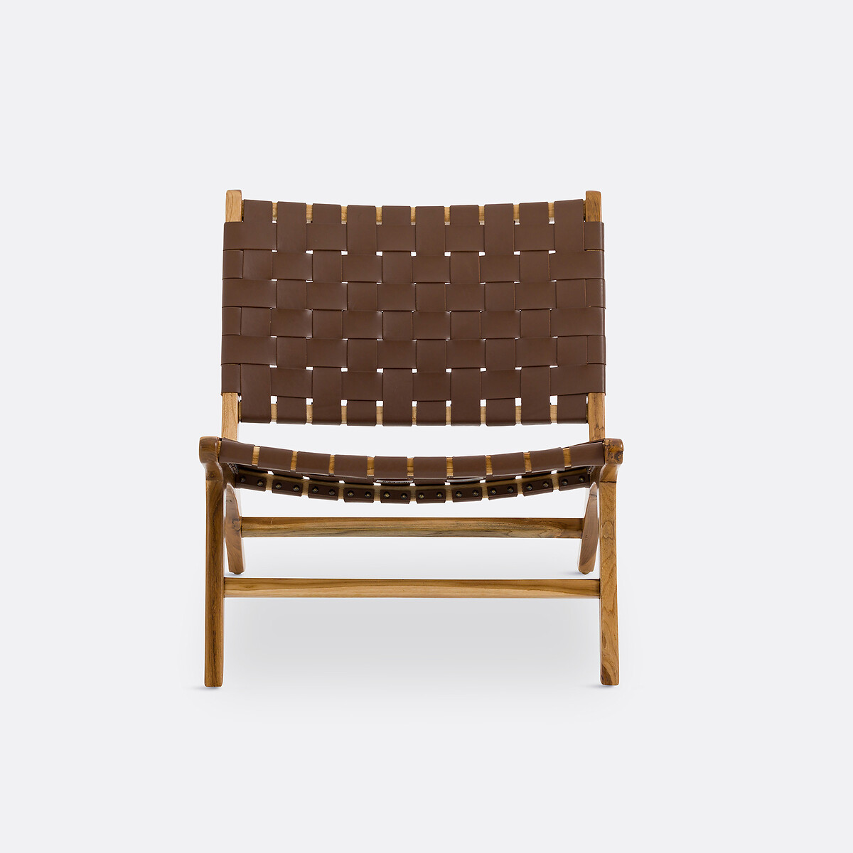 LA REDOUTE INTERIORS<br>Poltrona de teca e couro, Amanda