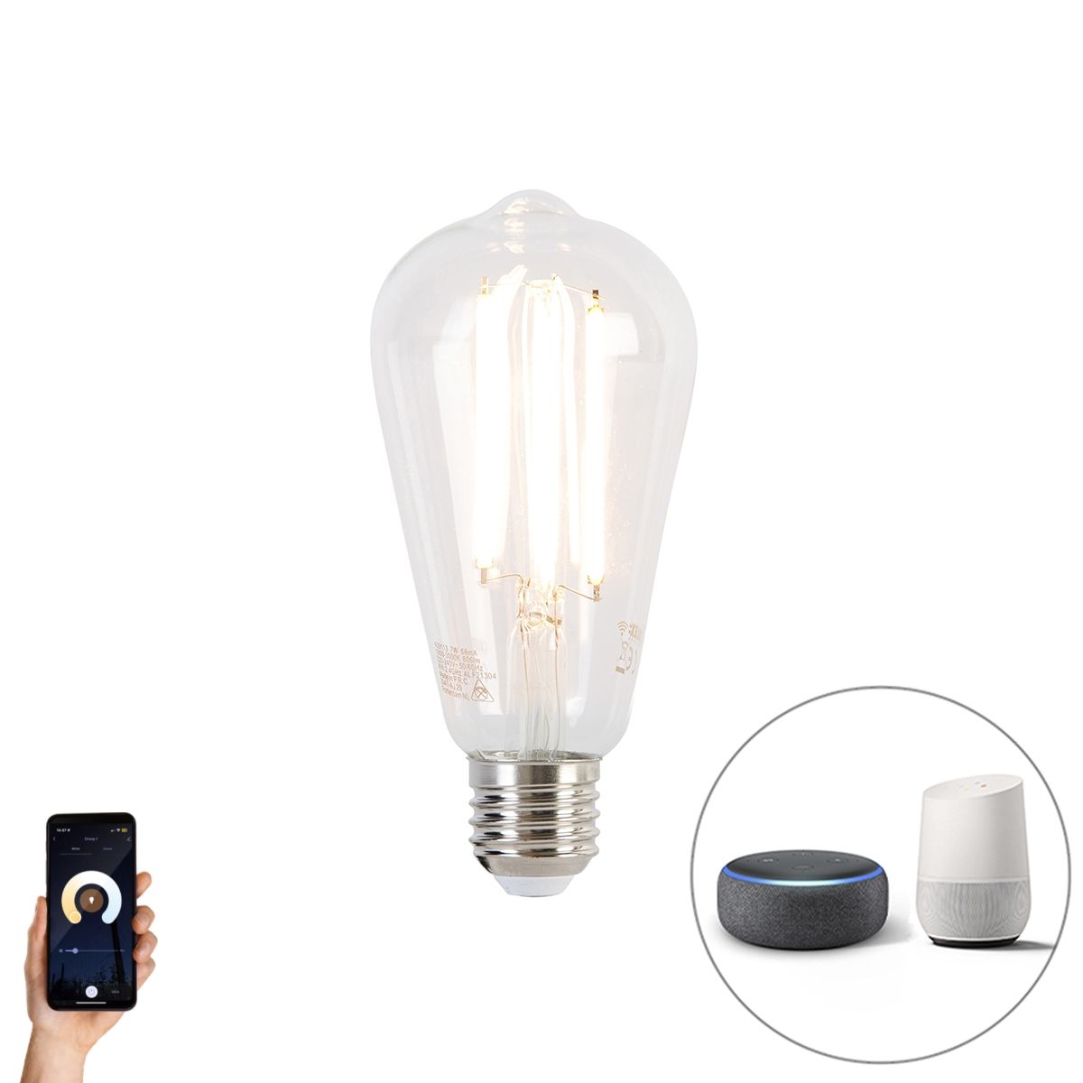 Smart E27 LED lamp ST64 7W 806 lm 1800-3000K