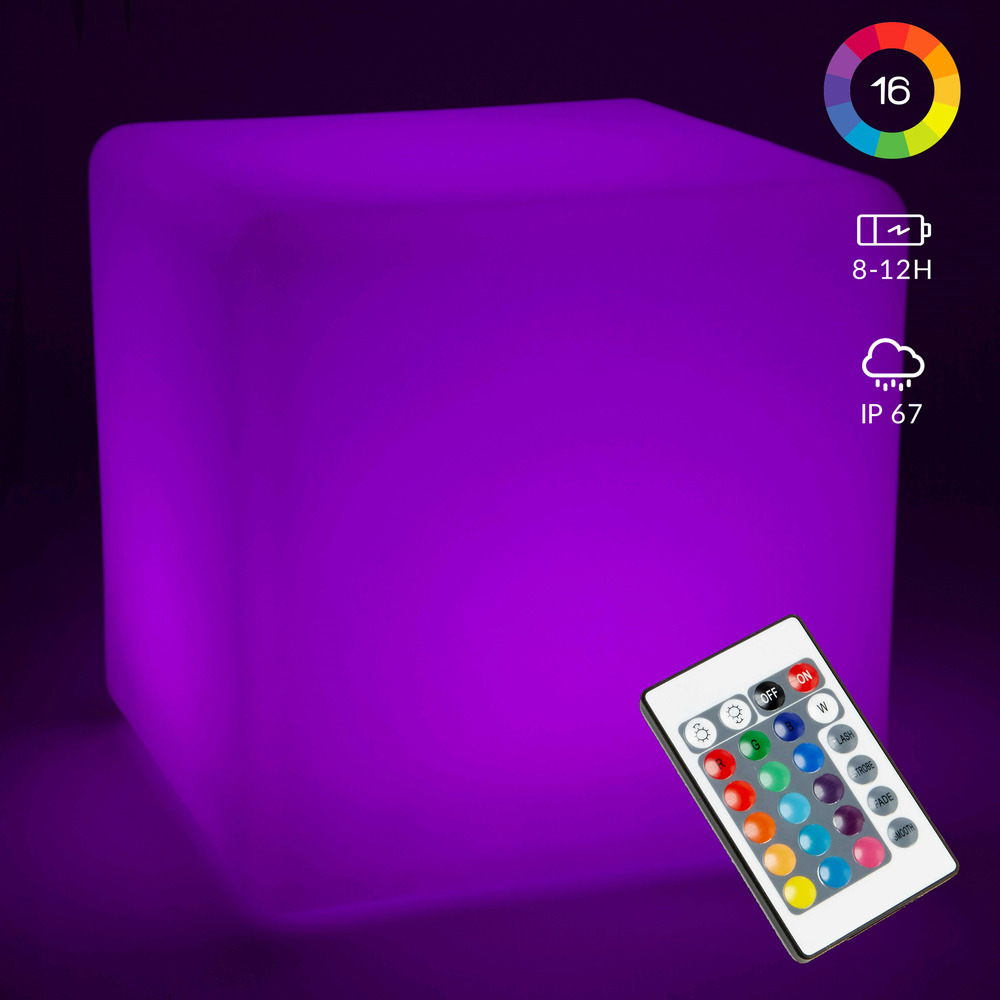 Cube led multicolore rechargeable 43cm