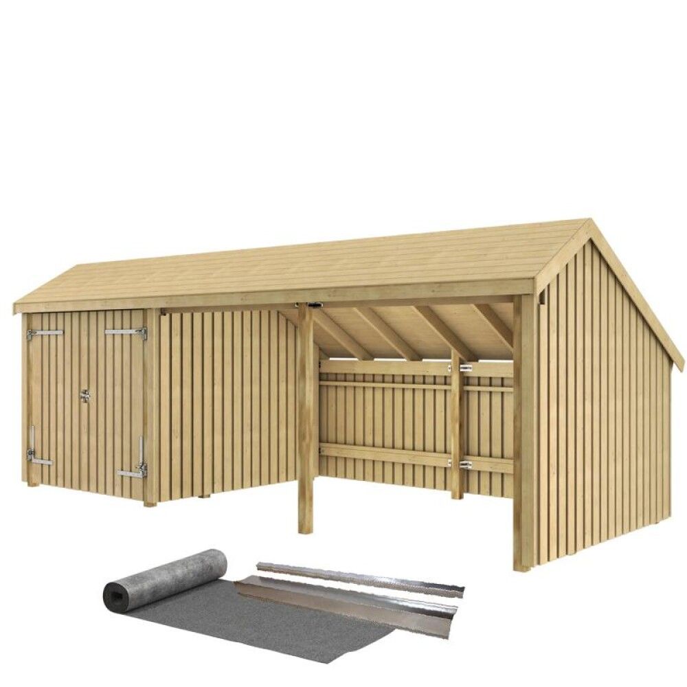 REDSKAPSBOD PLUS MULTI 3 INKL TAKPAPP DOBBELDØR/ÅPEN 15,5M²