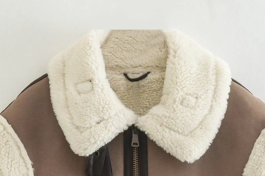 Avauntgardo - Vest met rits en contrasterende imitatiebont