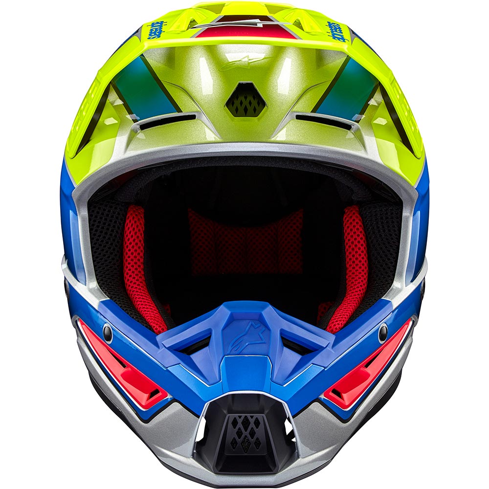 Alpinestars - Casque S-M5 Sail Bleu / Jaune fluo / Argent / Brillant