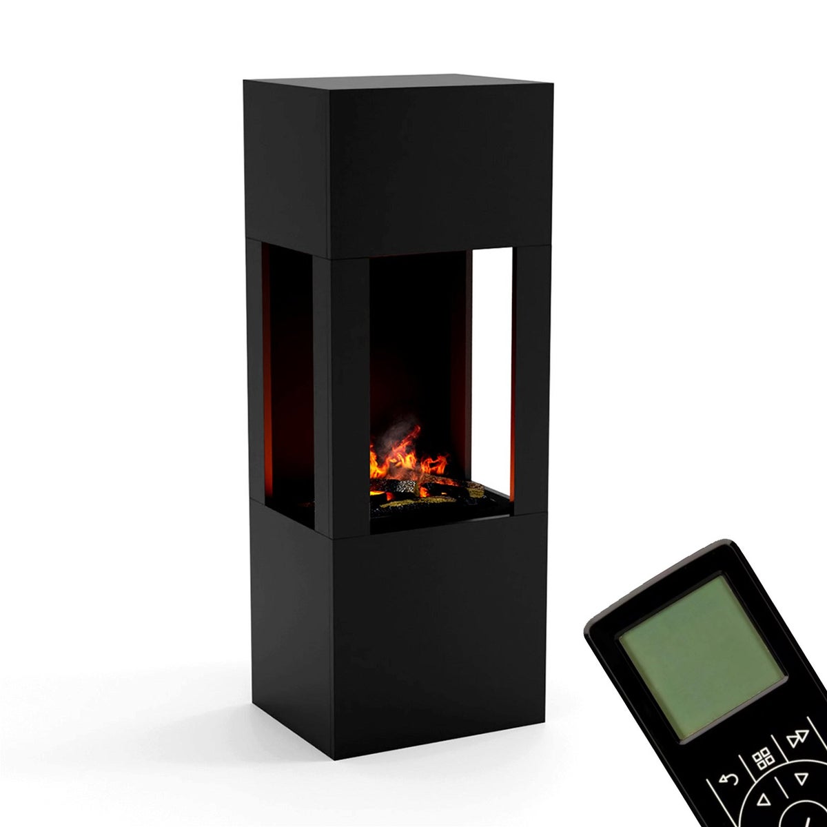 GLOW FIRE Elektrische haard 'Böll' | Waterdamphaard met OMC 400 inclusief zwart hout als roomdivider | HxBxD: 145x54x44 cm