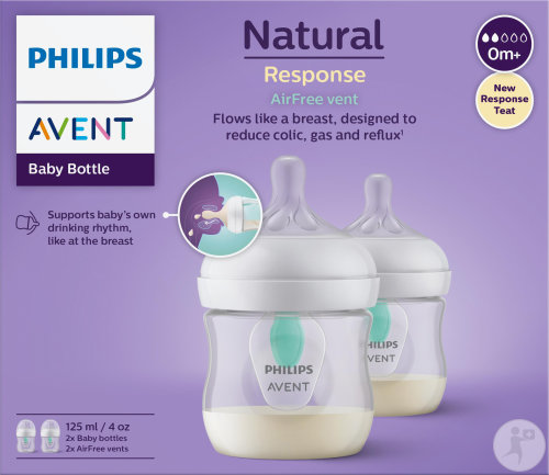 Philips Avent Natural Response Biberon 125ml Valve Airfree +0 Mois 2 Pièces (SCY670/01)