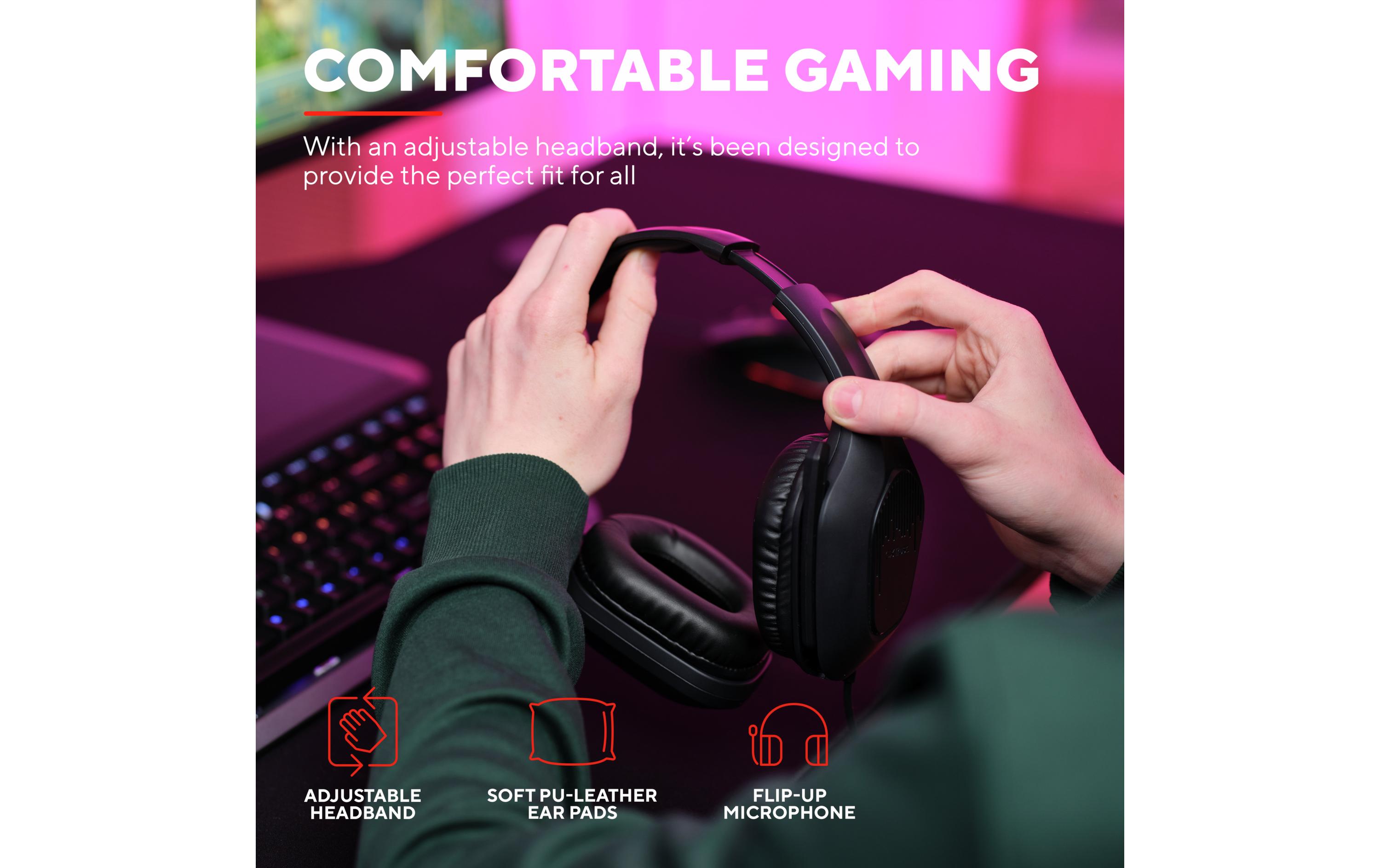 GXT 415 Zirox SchwarzFederleichtes, ohrumschliessendes Gaming-Headset, hergestellt für PC, Laptop und Konsolen