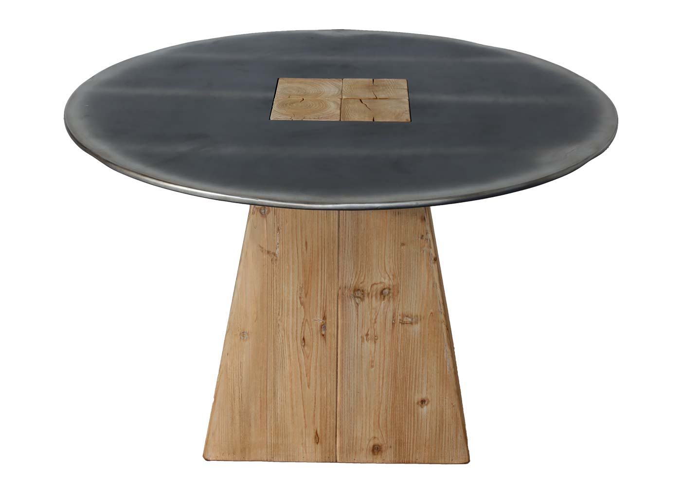 Esstisch MCW-L76, Tisch Esszimmertisch, rund Industrial Massiv-Holz MVG-zertifiziert 74x120cm, natur mit Metall-Optik