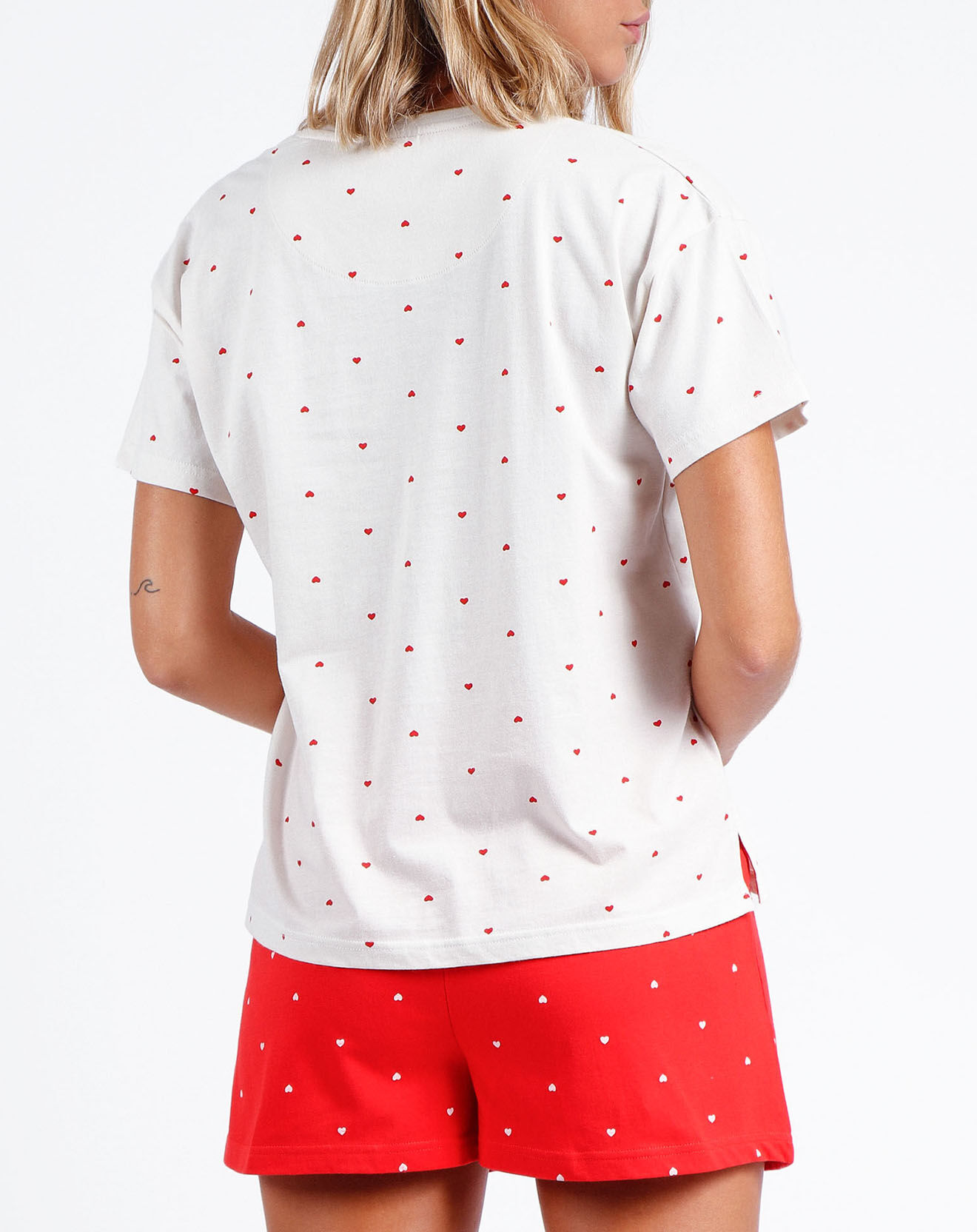 28 Pyjama T-Shirt & Short Alessia blanc/rouge
