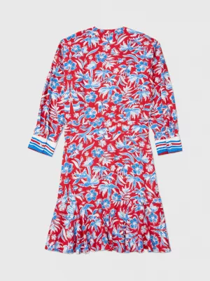 Vestido envelope com estampa de lenço tropical adaptável