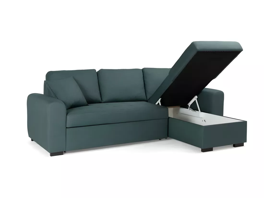 Canapé d'angle convertible réversible - Tissu Vert - HAMILTON