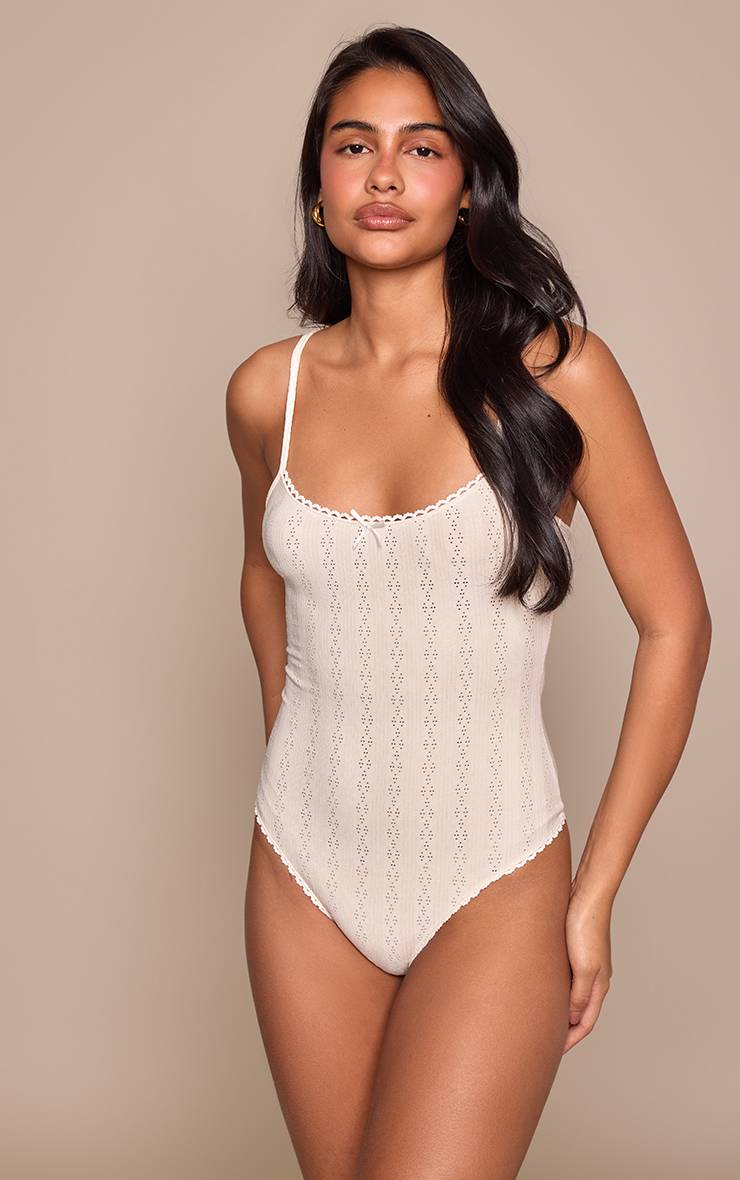 Crème Body À Bretelles En Maille Ajourée