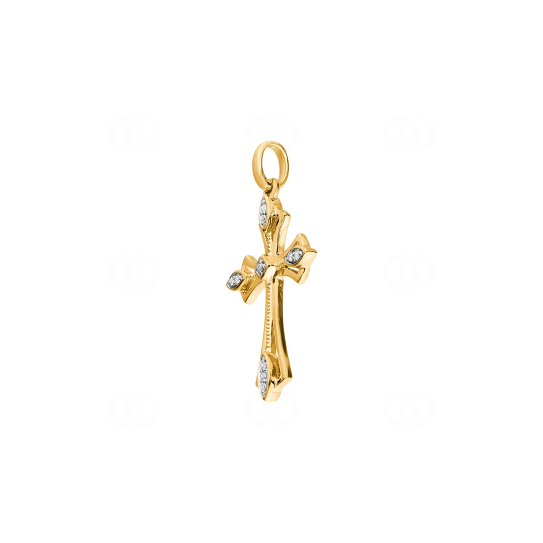 Kreuzanhänger 750/18 K Gelbgold mit Diamanten 0.03 ct H/si