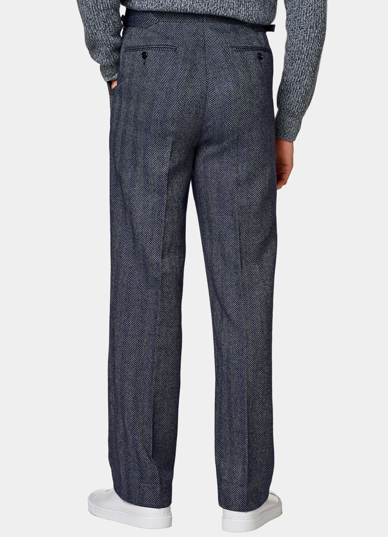 Pantalon Wide Leg Straight bleu marine à chevrons