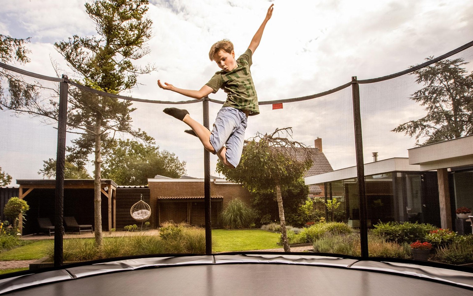 BERG - Favorit 430 Trampolin + Comfort Sikkerhedsnet - Grå