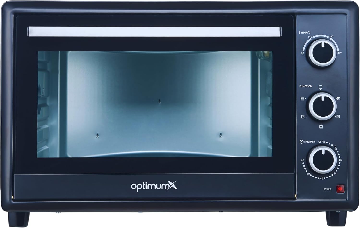 OptimumX Minibackofen 60 Liter XXL mit Umluft, 2200W, Drehspieß, Anthrazit