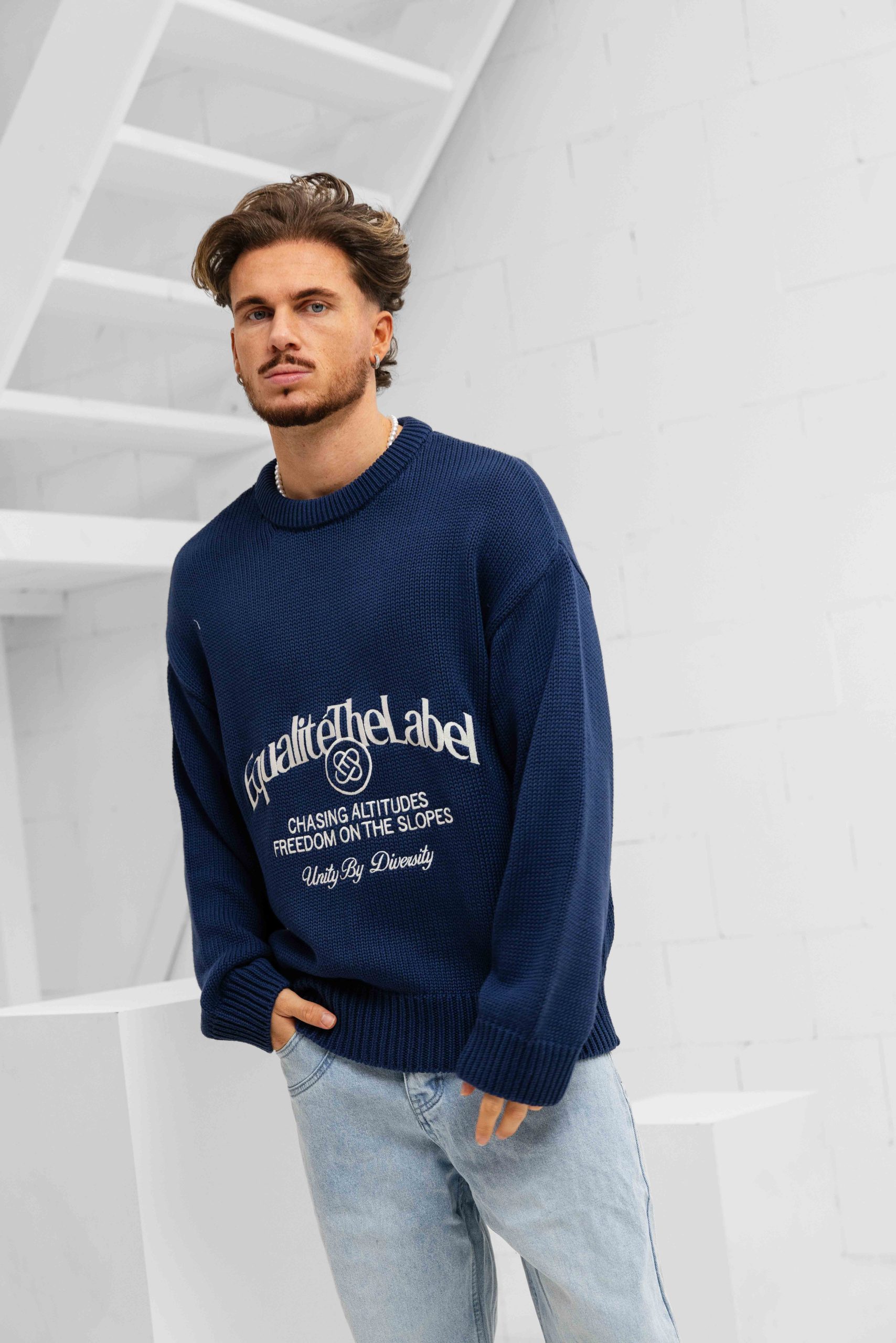 Equalité Jules Knit Sweater Heren Donkerblauw