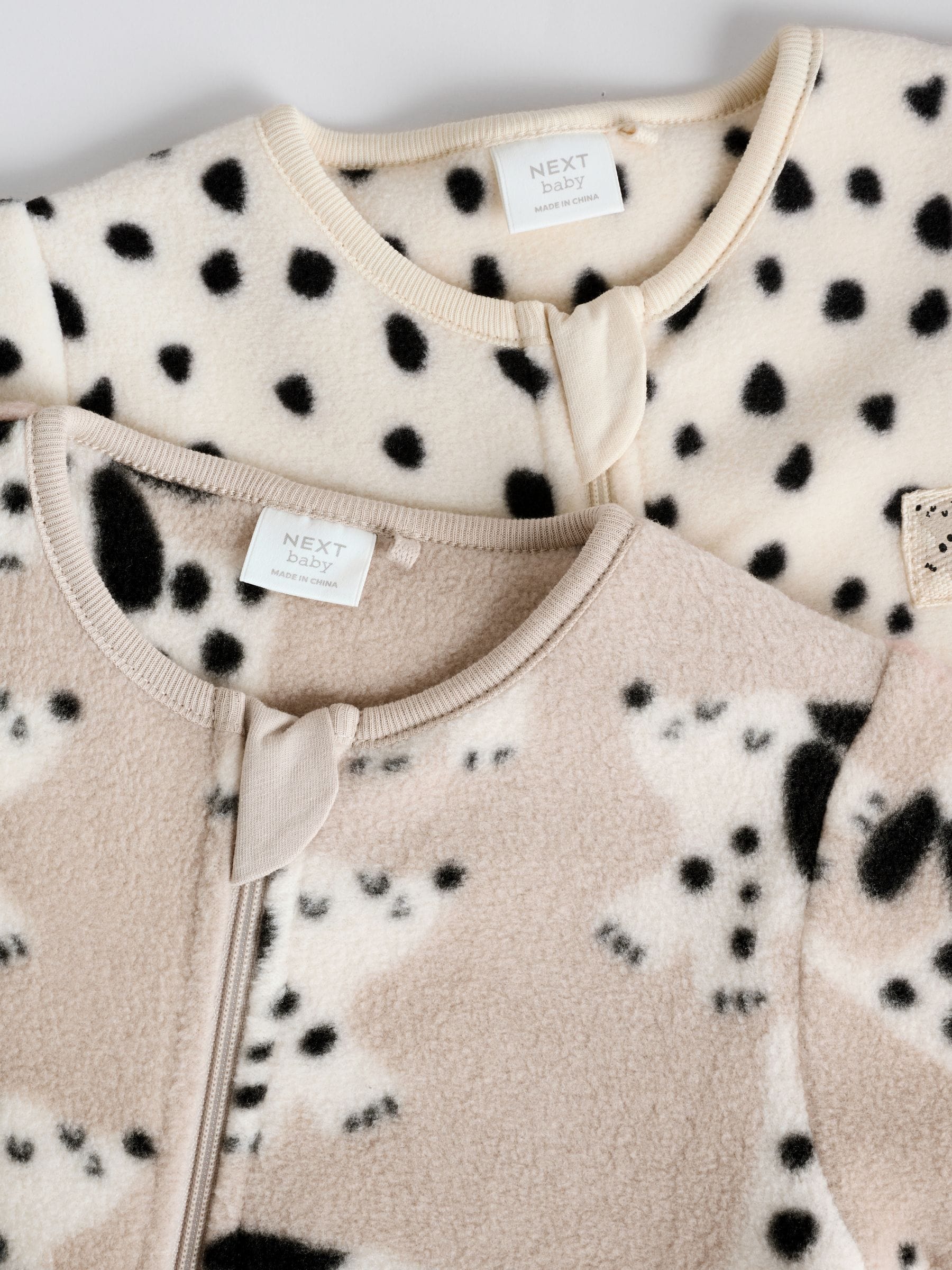 Neutraal - Set van 2 baby-onesies van microfleece met tweewegrits