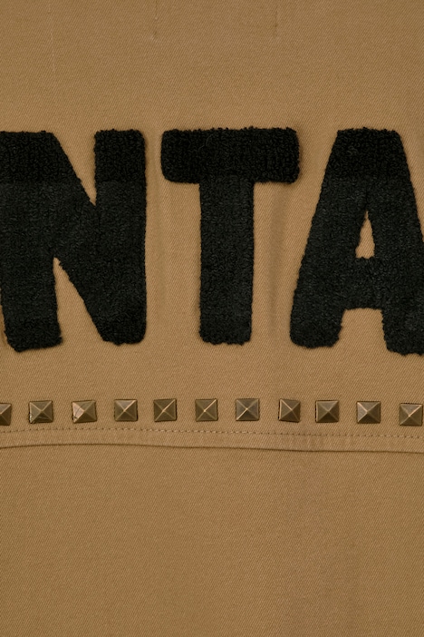 Longjacke, oversized, Ziernieten, Rücken-Stickerei, Langarm