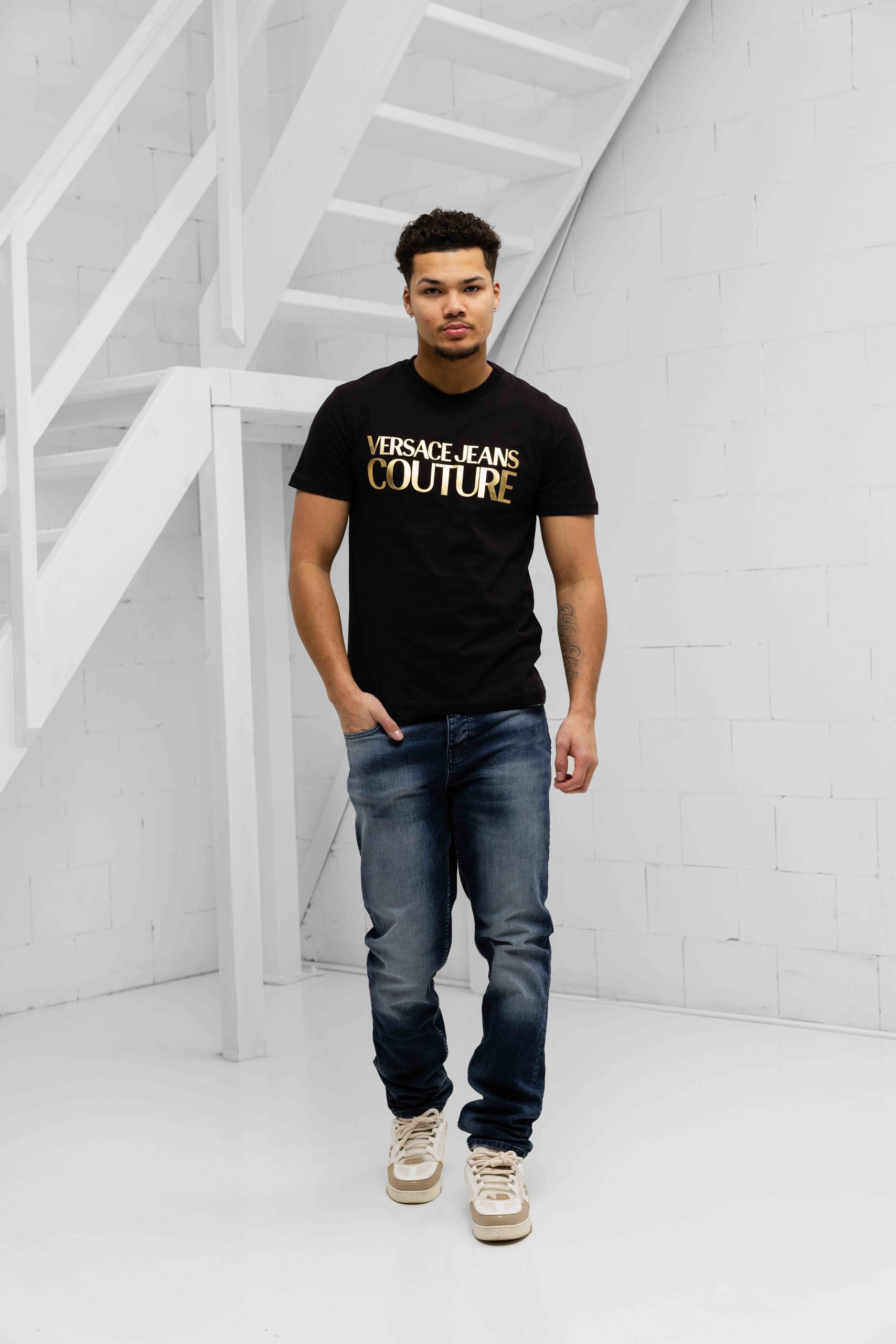 Versace Jeans Couture Logo T-Shirt Heren Zwart/Goud
