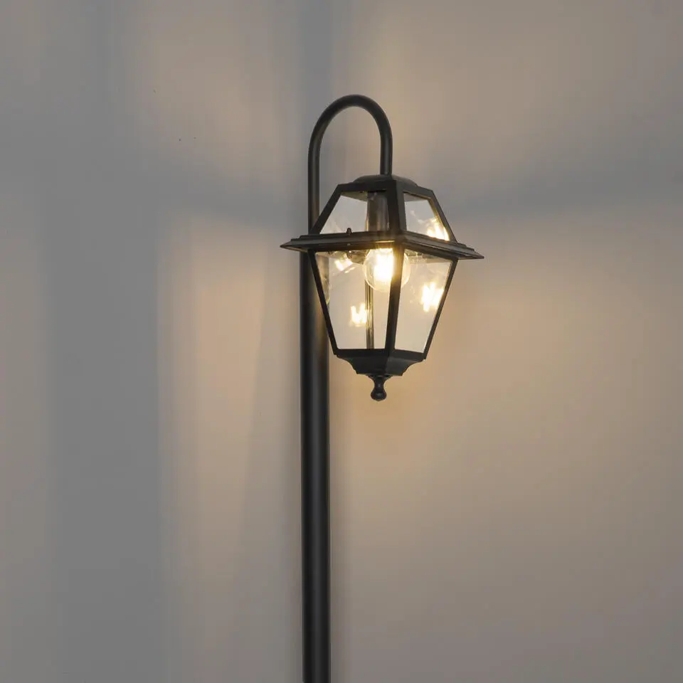 Qazqa staande buitenlampen berta zwart e27
