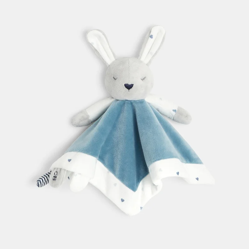 Doudou plat lapin et boîte cadeau bleu naissance Bleu