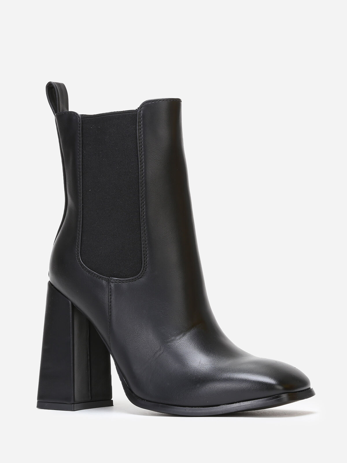 Bottines chelsea carrées à talon- Noir