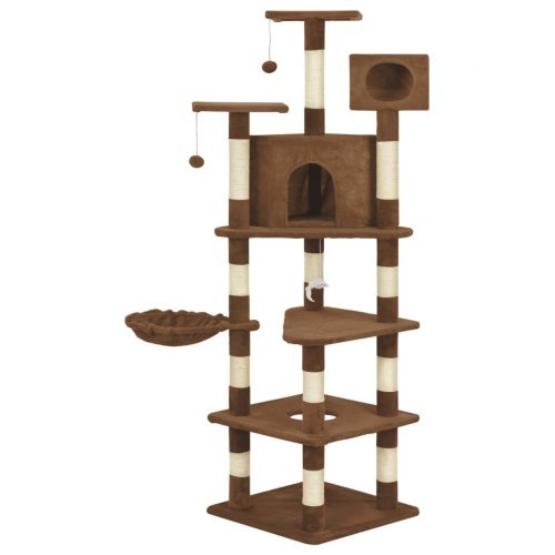 Arranhador para gatos com hastes revestidas de sisal, marrom