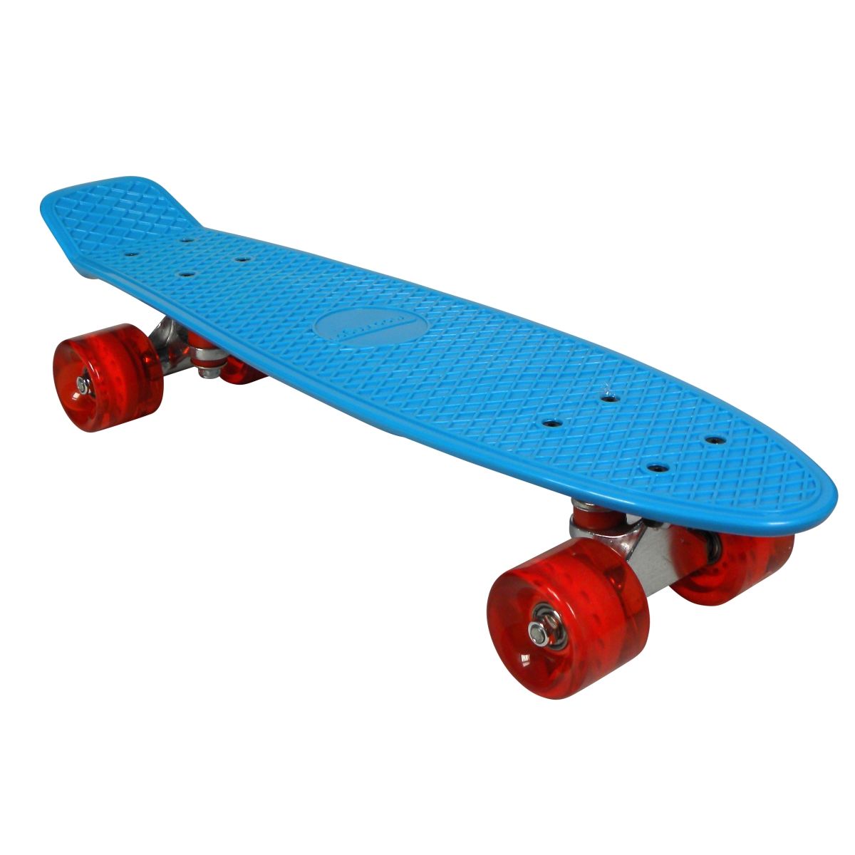 Skate vintage bleu avec roues rouge